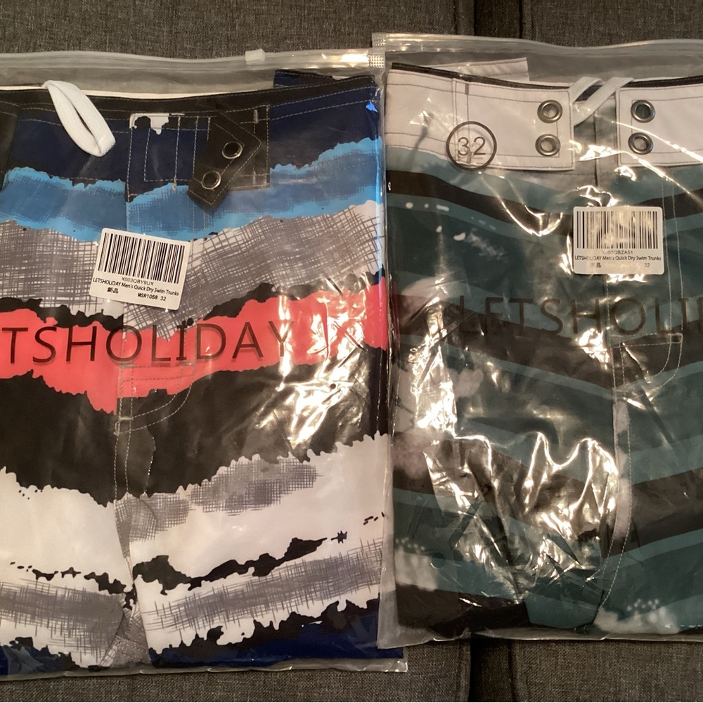 Men’s Swim Trunks Quick Dry Swimwear Short With Side Pockets 2 Pack Size 32 New
